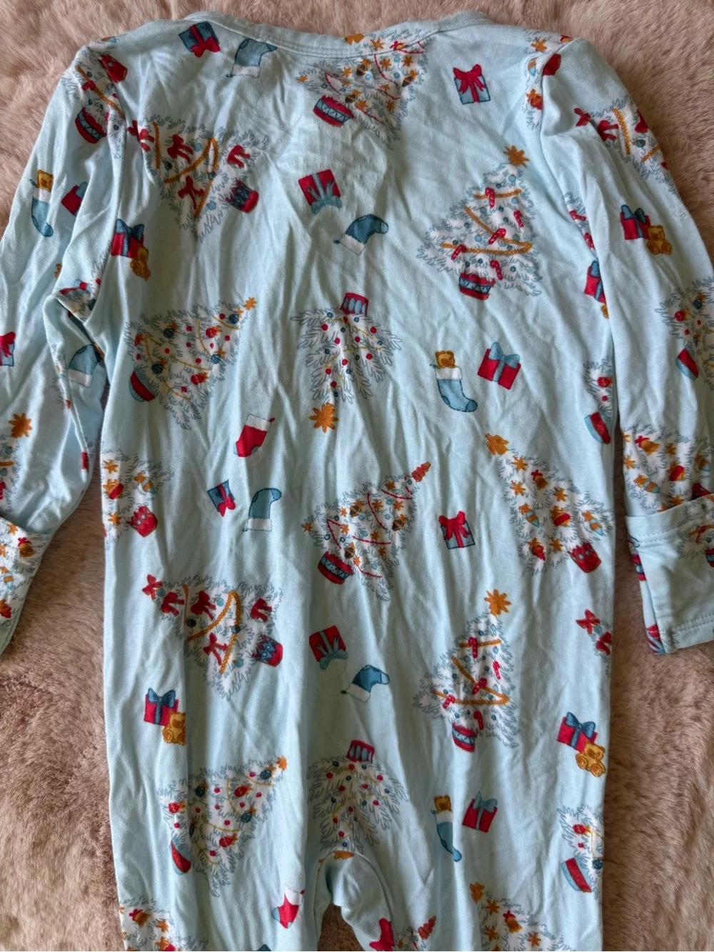 NWT Angel Dear 2-Way Zipper Footie Pajamas Vintage Christmas Trees Size 6-9mo